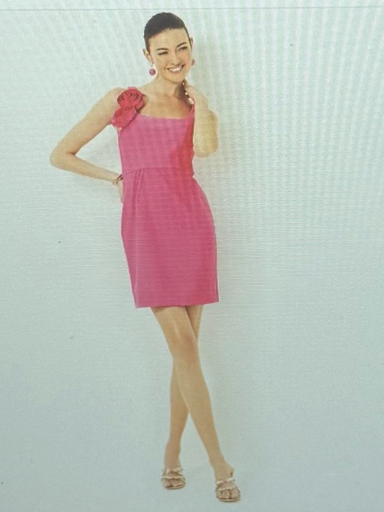 Lilly Pulitzer, NWT, Jade Rosette-Shoulder Dress, passionfruit pink sz 10 - Picture 2 of 5